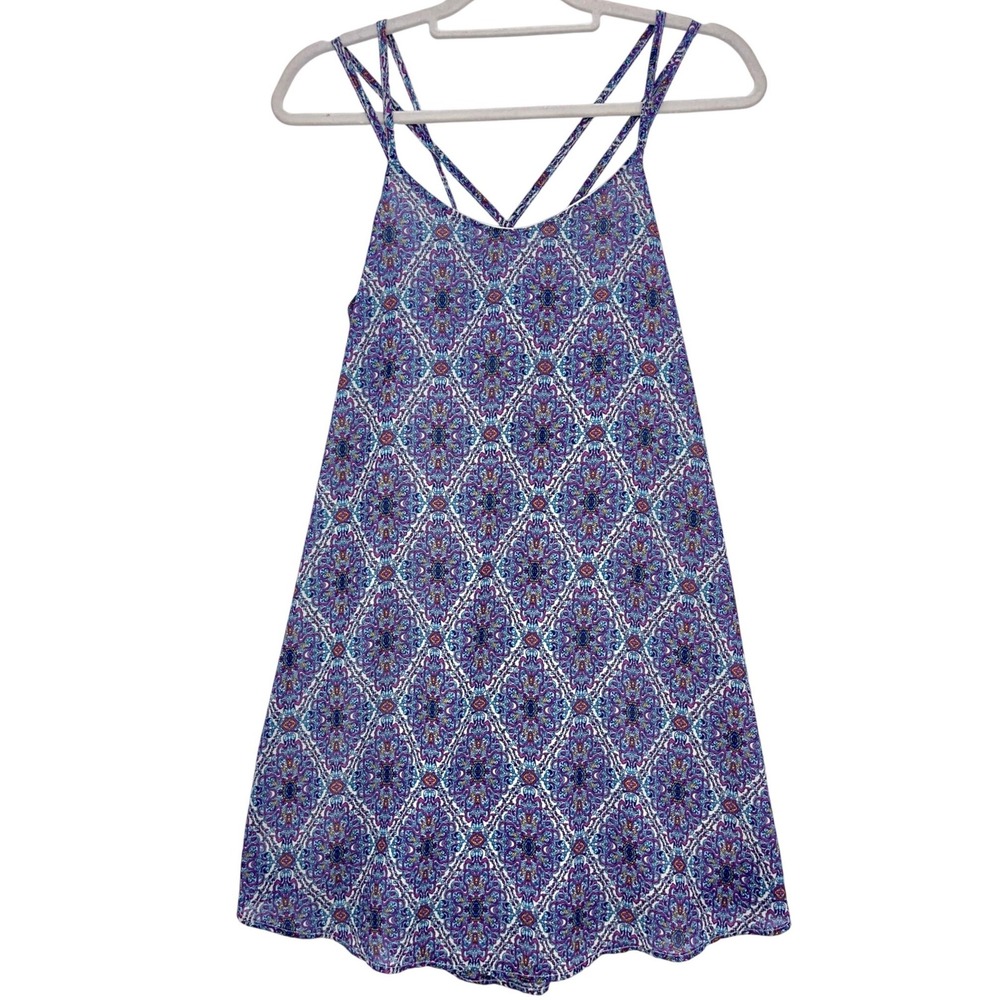 Jolt Blue Medallion Print Strappy Back Camisole Top Size L